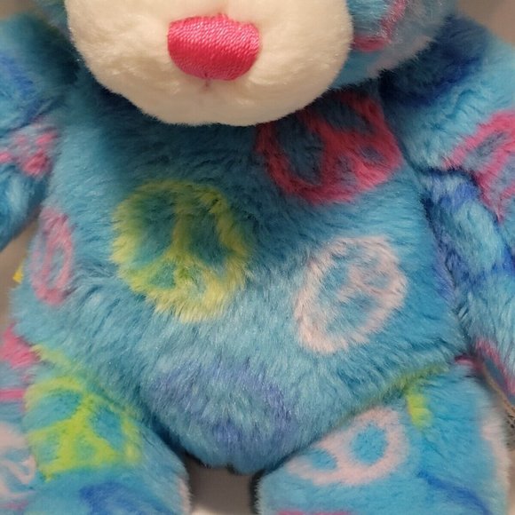 Free Shipping Build a Bear 15" Peace Bear Blue - Picture 6 of 6